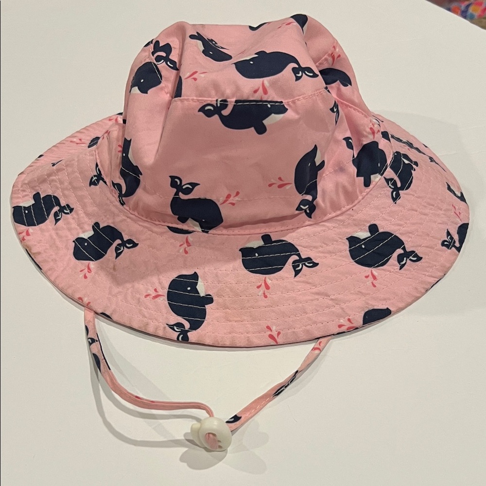Pink Whale Print Bucket Hat Size 48 Adjustable Mesh Lining Beach Pool